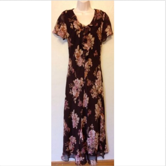100% SILK Chadwicks Floral-full length Dress new